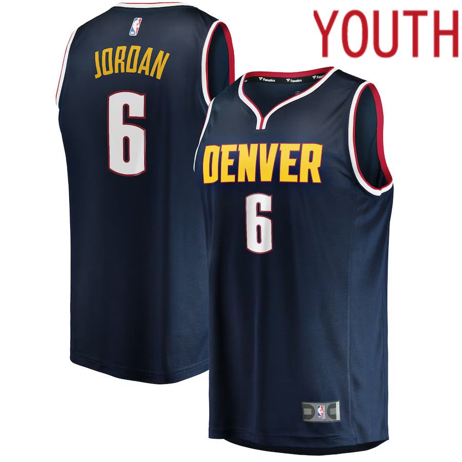 Youth Denver Nuggets #6 DeAndre Jordan Fanatics Branded Navy Fast Break Player NBA Jersey